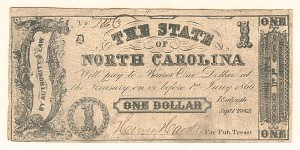 The State of North Carolina - Civil War dated Obsolete Banknote